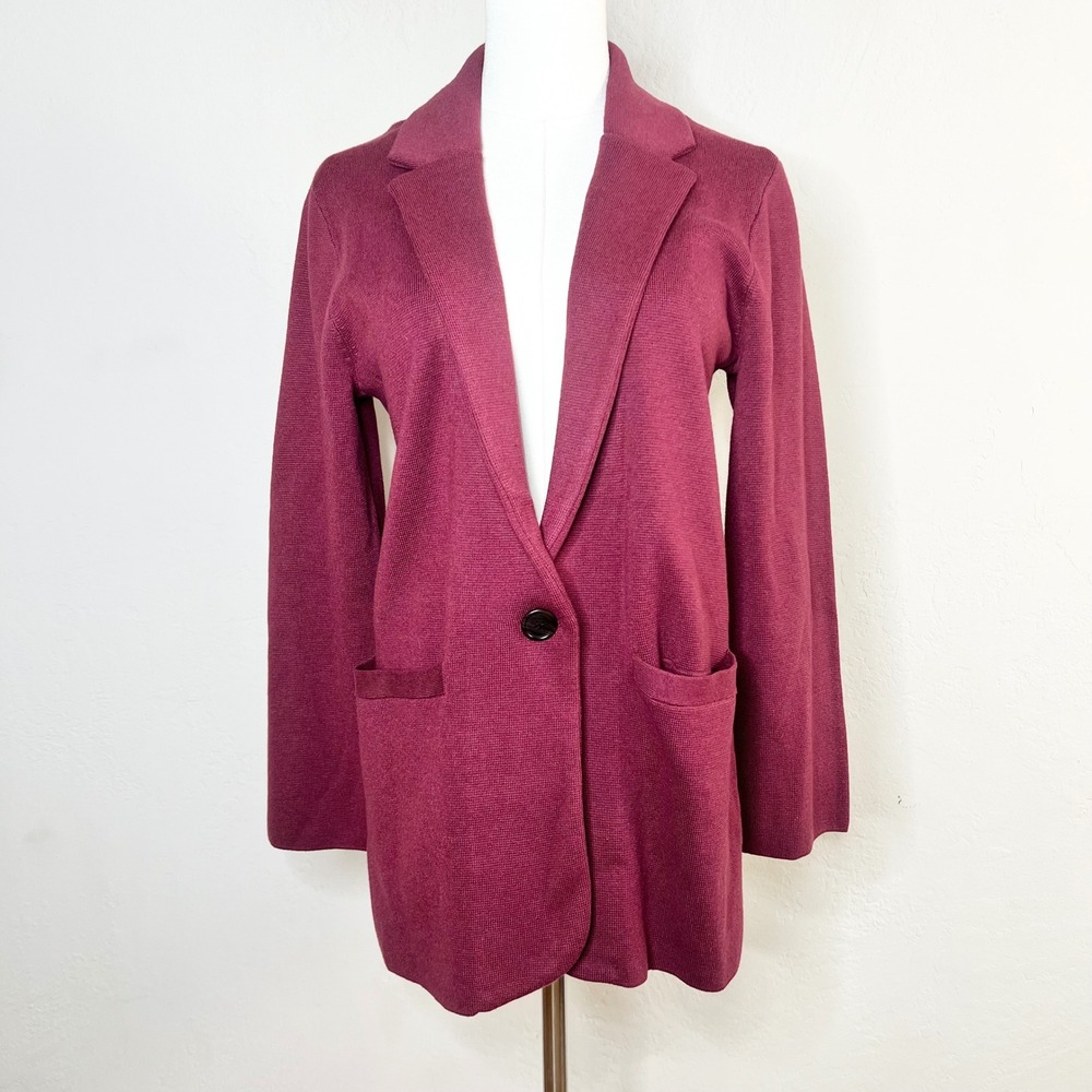 J.Crew Blazer Sweater Cecile Women Size XS Burgundy New BF013 Merino Wool Cotton